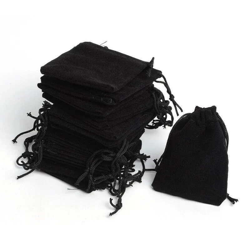 Black Velvet Drawstring Gift Bags 10-100PCS 6Sizes