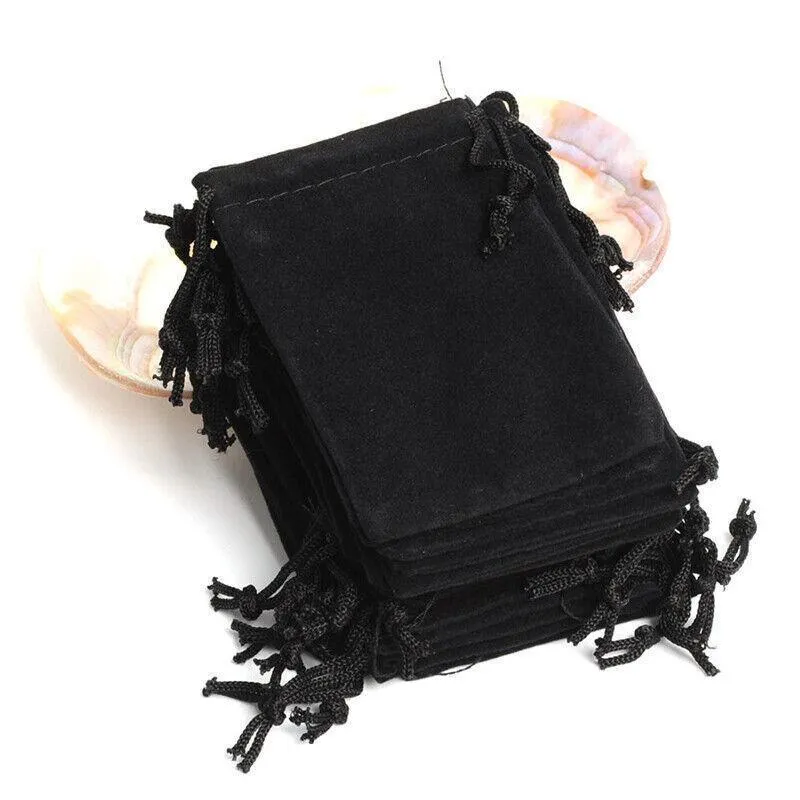 Black Velvet Drawstring Gift Bags 10-100PCS 6Sizes