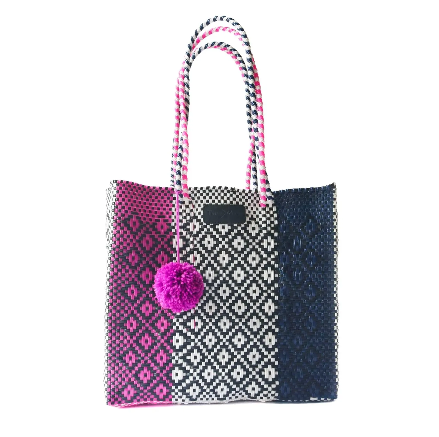 Bloom Woven Tote, Handwoven Recycled Plastic Tote, Oaxaca Mexican Woven Purse, Water-Resistant Beach Bag, Summer Bag, Everyday Tote