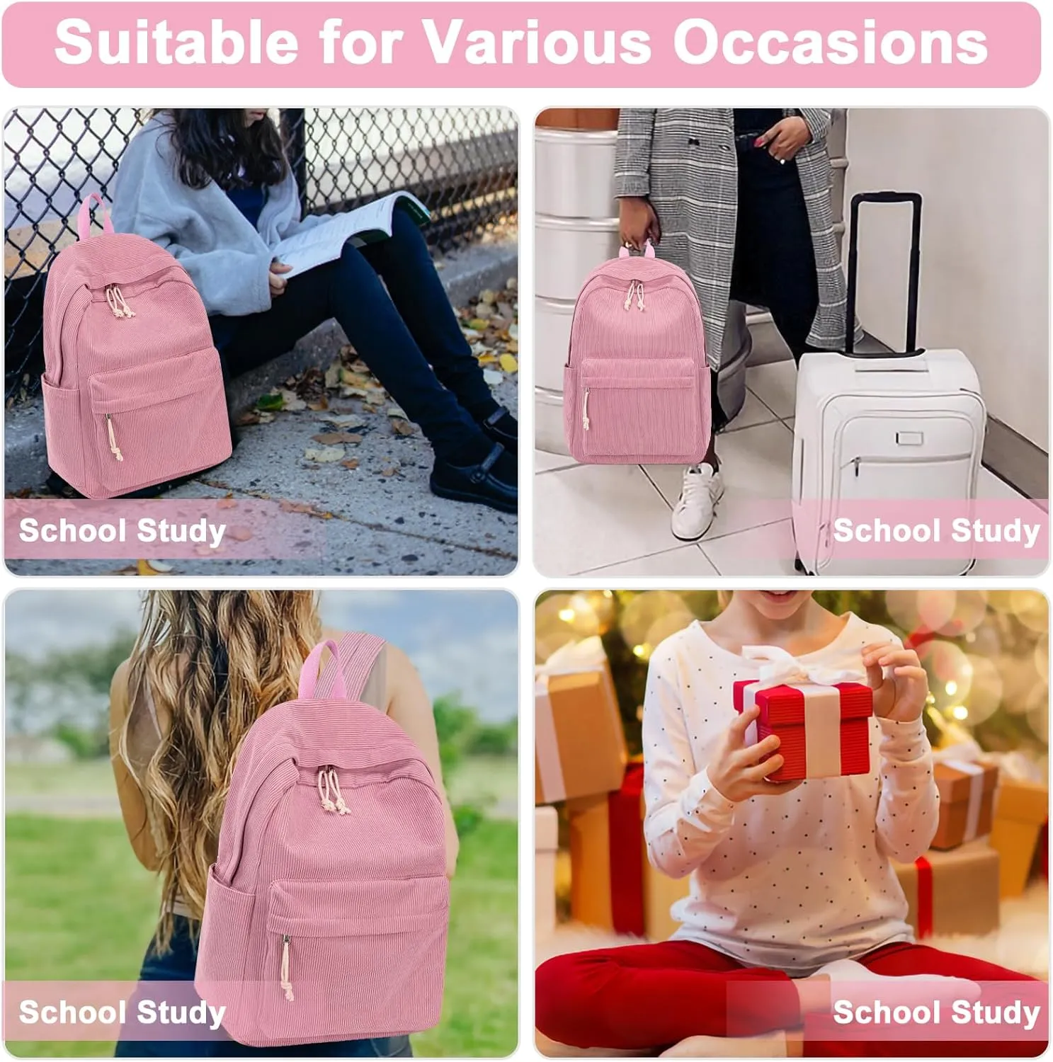 Bluboon Backpack for School Girls Backpack Cute Corduroy Bookbag Kids Backpack Laptop Backpack Gifts for Women