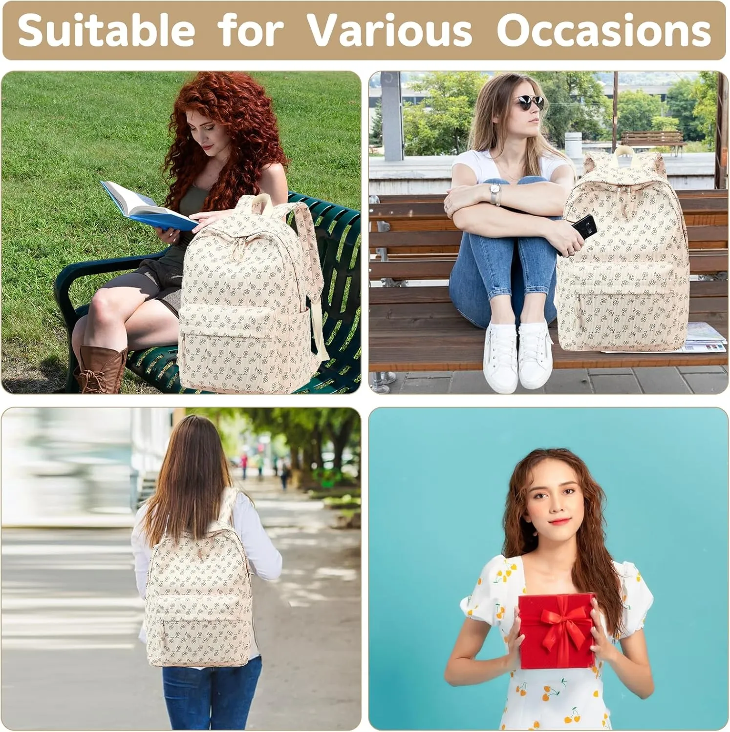 Bluboon Backpack for School Girls Backpack Cute Corduroy Bookbag Kids Backpack Laptop Backpack Gifts for Women