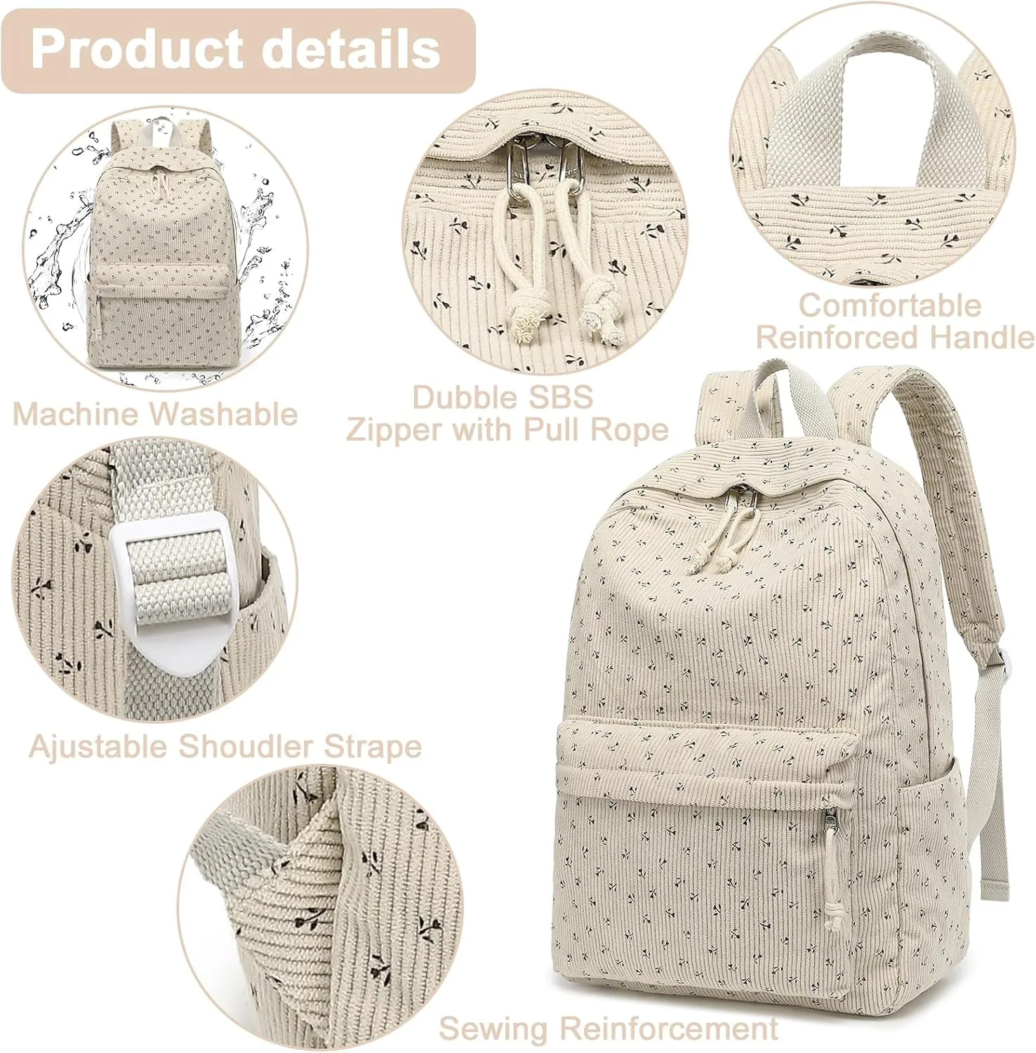 Bluboon Backpack for School Girls Backpack Cute Corduroy Bookbag Kids Backpack Laptop Backpack Gifts for Women