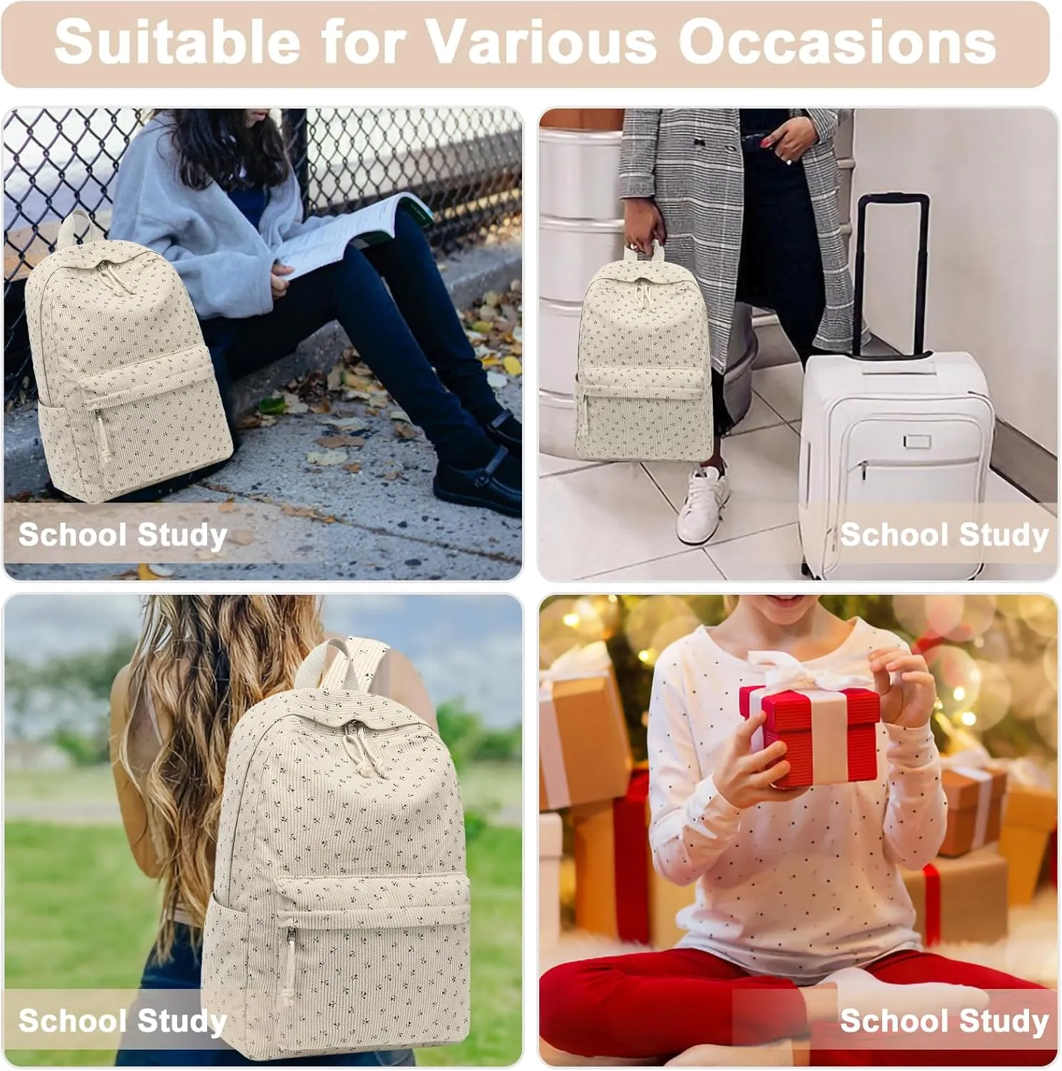 Bluboon Backpack for School Girls Backpack Cute Corduroy Bookbag Kids Backpack Laptop Backpack Gifts for Women
