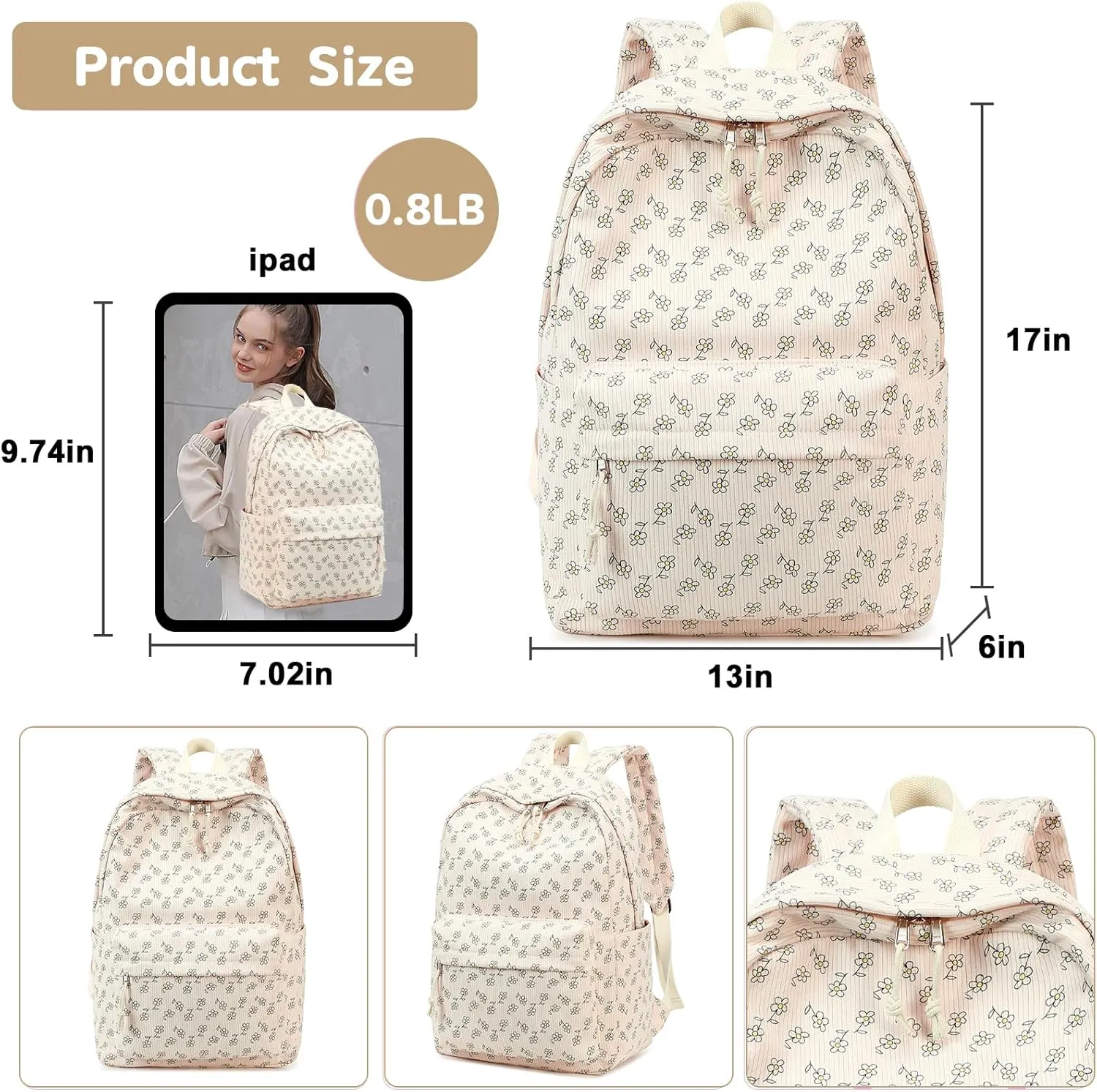Bluboon Backpack for School Girls Backpack Cute Corduroy Bookbag Kids Backpack Laptop Backpack Gifts for Women