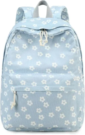 Bluboon Backpack for School Girls Women, Cute Corduroy Laptop Bookbag for Kids Teens, Durable Girls Lightweight Backpack