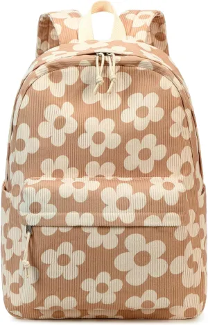 Bluboon Backpack for School Girls Women, Cute Corduroy Laptop Bookbag for Kids Teens, Durable Girls Lightweight Backpack