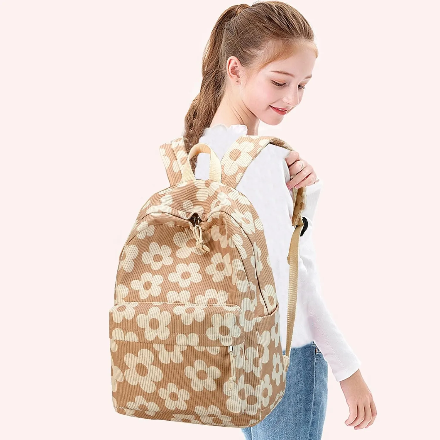 Bluboon Backpack for School Girls Women, Cute Corduroy Laptop Bookbag for Kids Teens, Durable Girls Lightweight Backpack