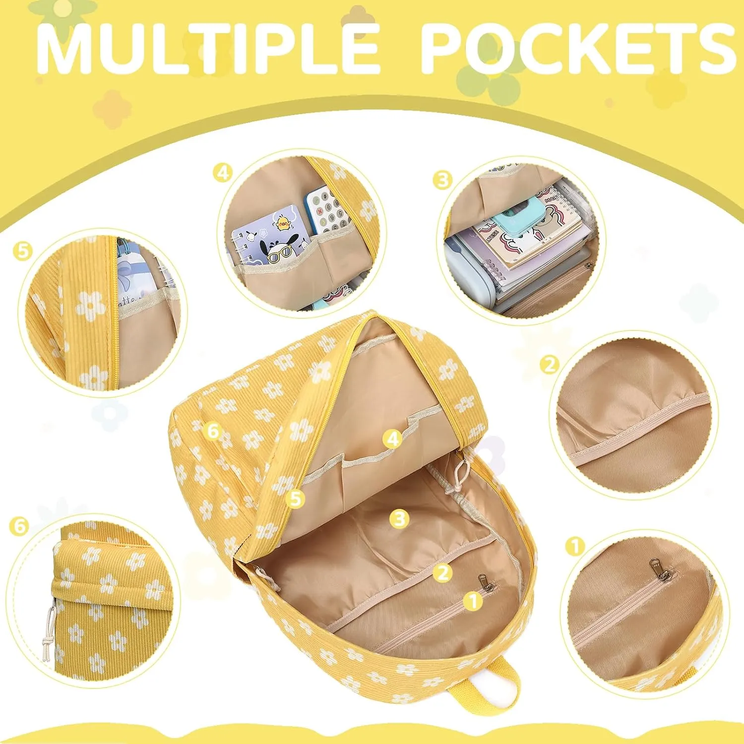 Bluboon Backpack for School Girls Women, Cute Corduroy Laptop Bookbag for Kids Teens