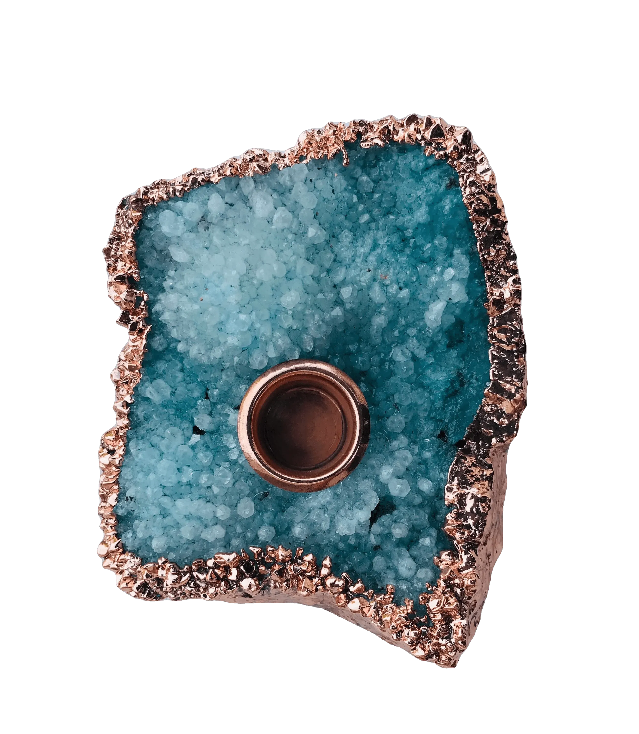 Blue Agate Gemstone Taper Candle Holder