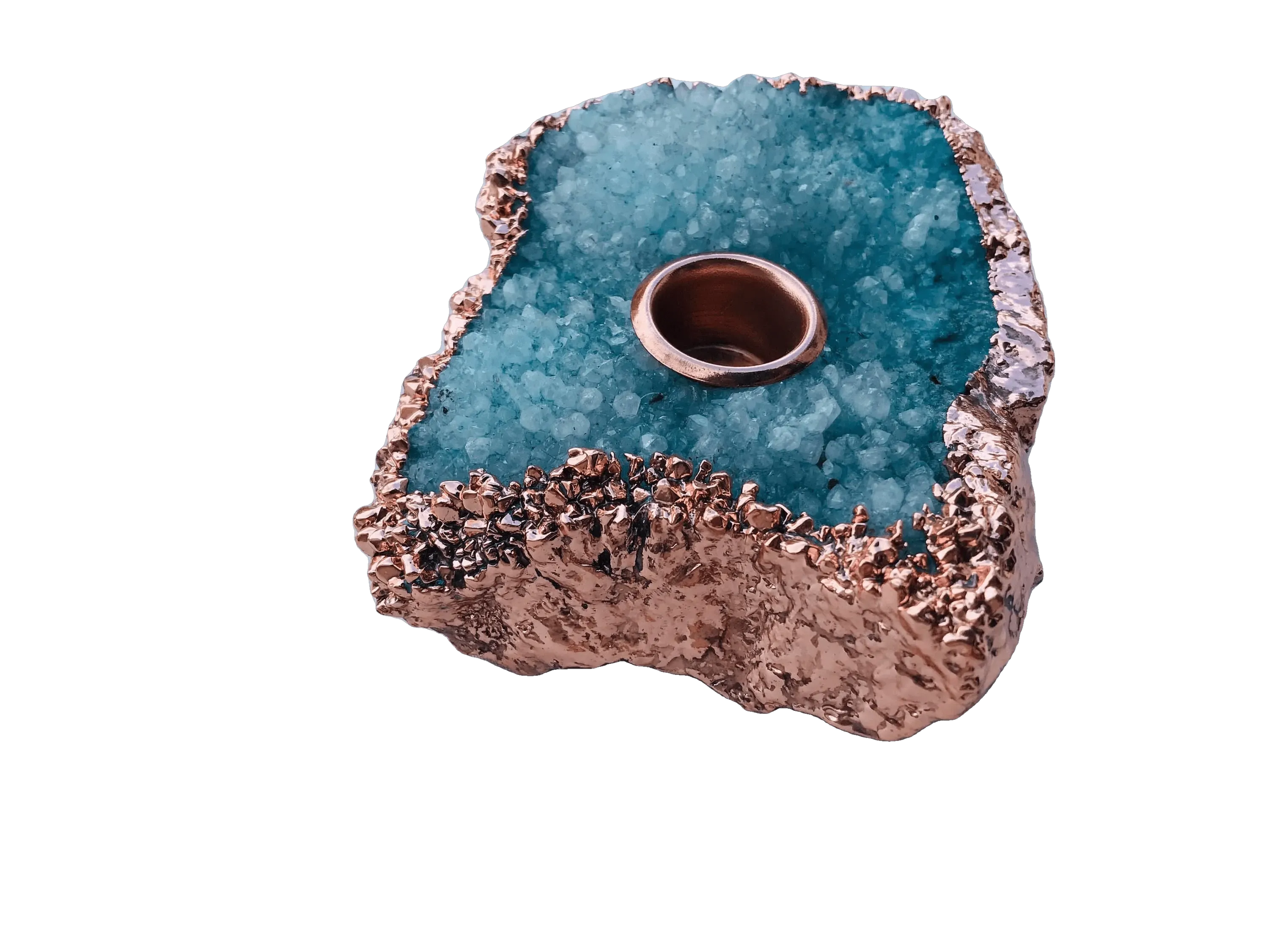 Blue Agate Gemstone Taper Candle Holder
