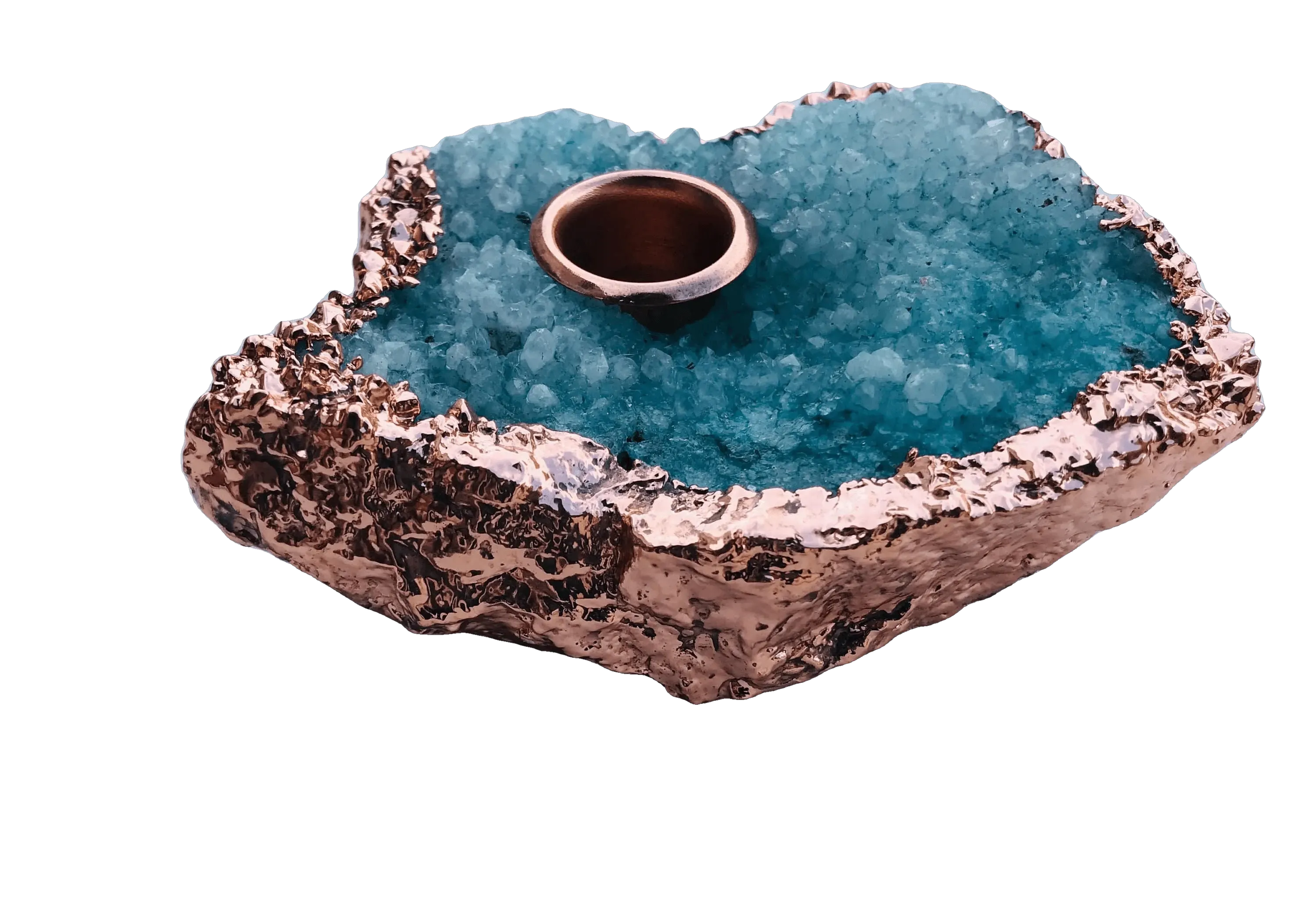 Blue Agate Gemstone Taper Candle Holder