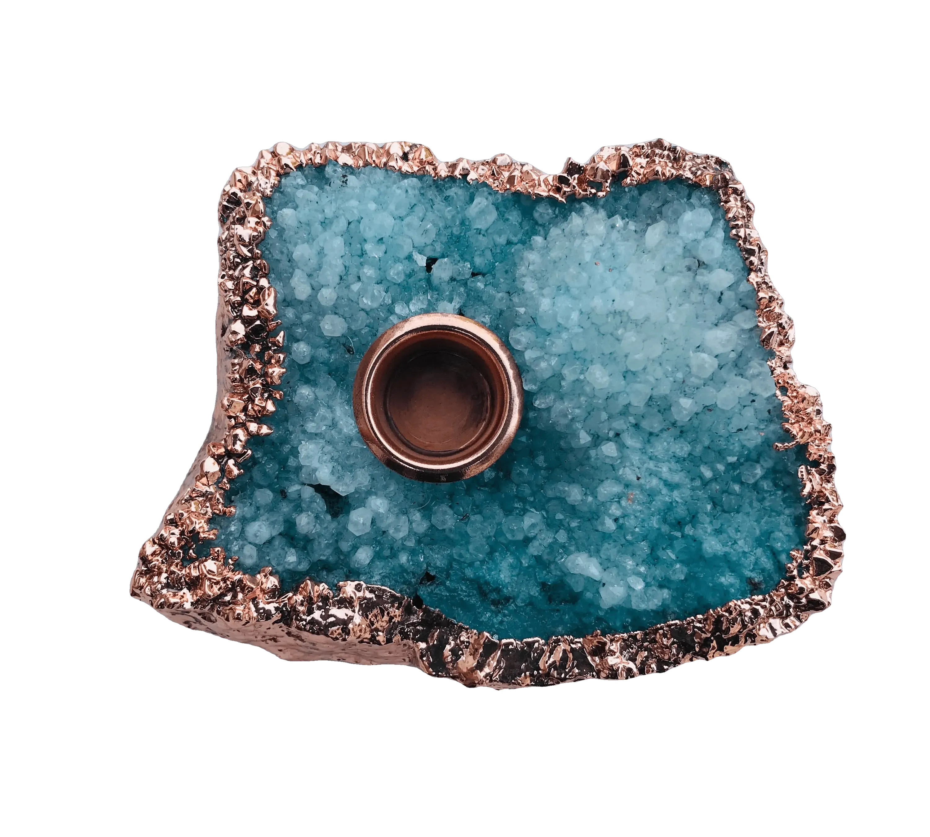 Blue Agate Gemstone Taper Candle Holder