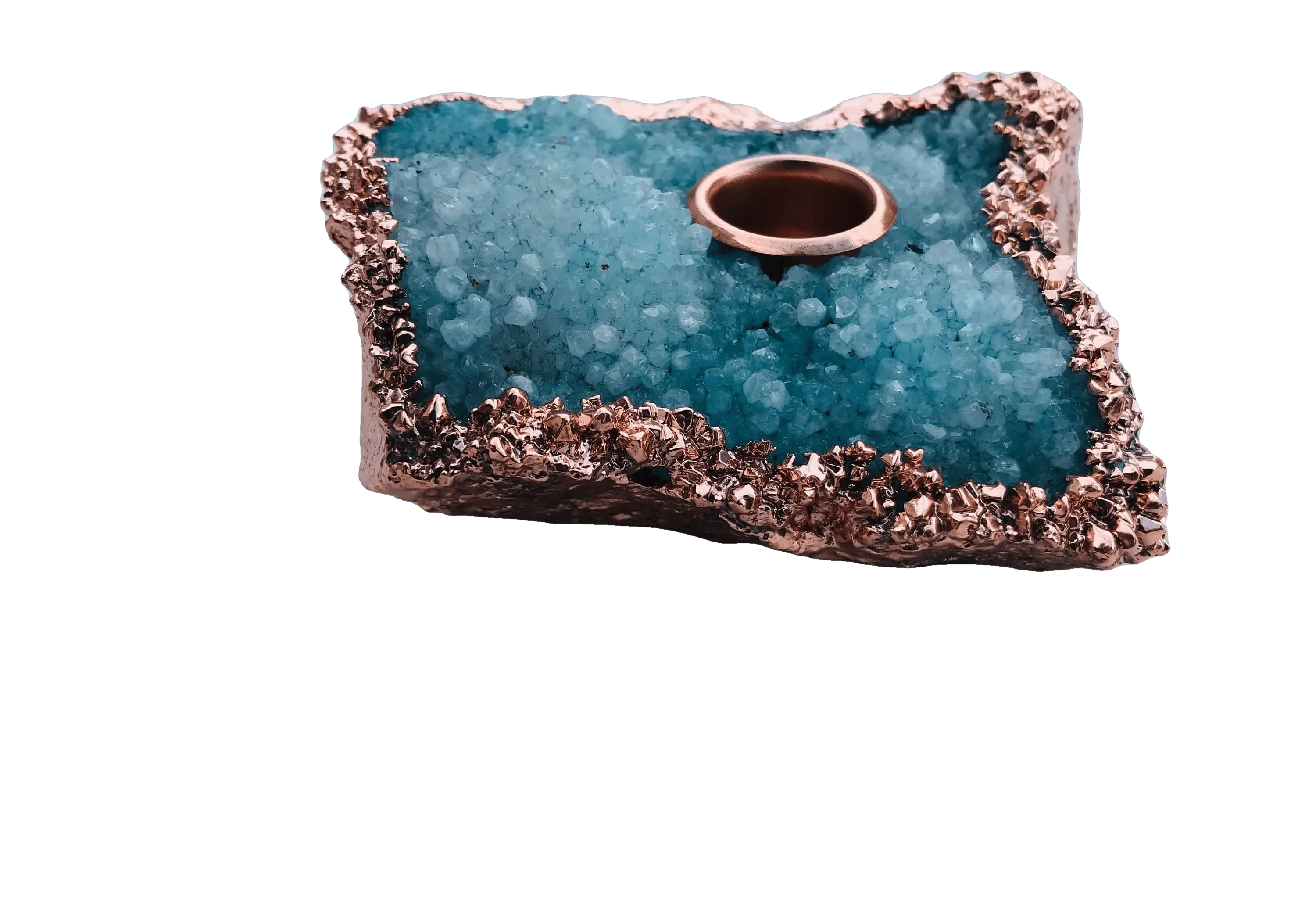 Blue Agate Gemstone Taper Candle Holder