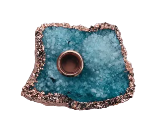 Blue Agate Gemstone Taper Candle Holder