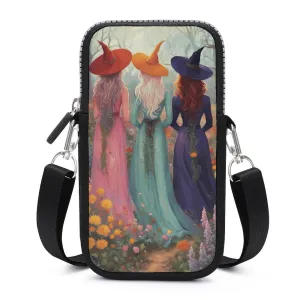 Boho Sister Witches Cell Phone Crossbody Pouch, Occult Personalized gift, Mystical Witches Wicca Three Witches Coven Witchy Stuff, Witch Bag