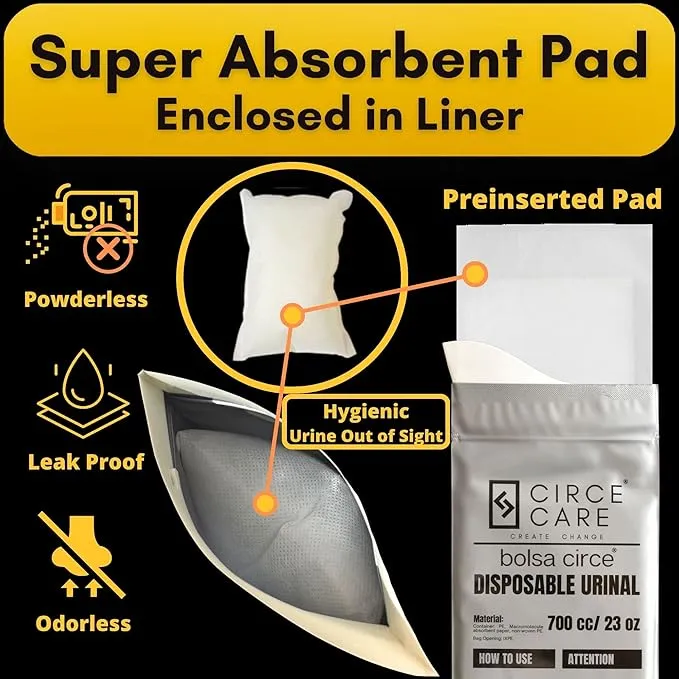 Bolsa Circe Disposable Urine Bags 9/18pcs Resealable, Portable Travel Disposable Urinal bags for men women kids- Camping Pee Bags,Emergency Toilet and Vomit Bag for Car Sickness Traffic Jam and Travel