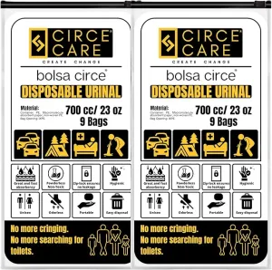 Bolsa Circe Disposable Urine Bags 9/18pcs Resealable, Portable Travel Disposable Urinal bags for men women kids- Camping Pee Bags,Emergency Toilet and Vomit Bag for Car Sickness Traffic Jam and Travel