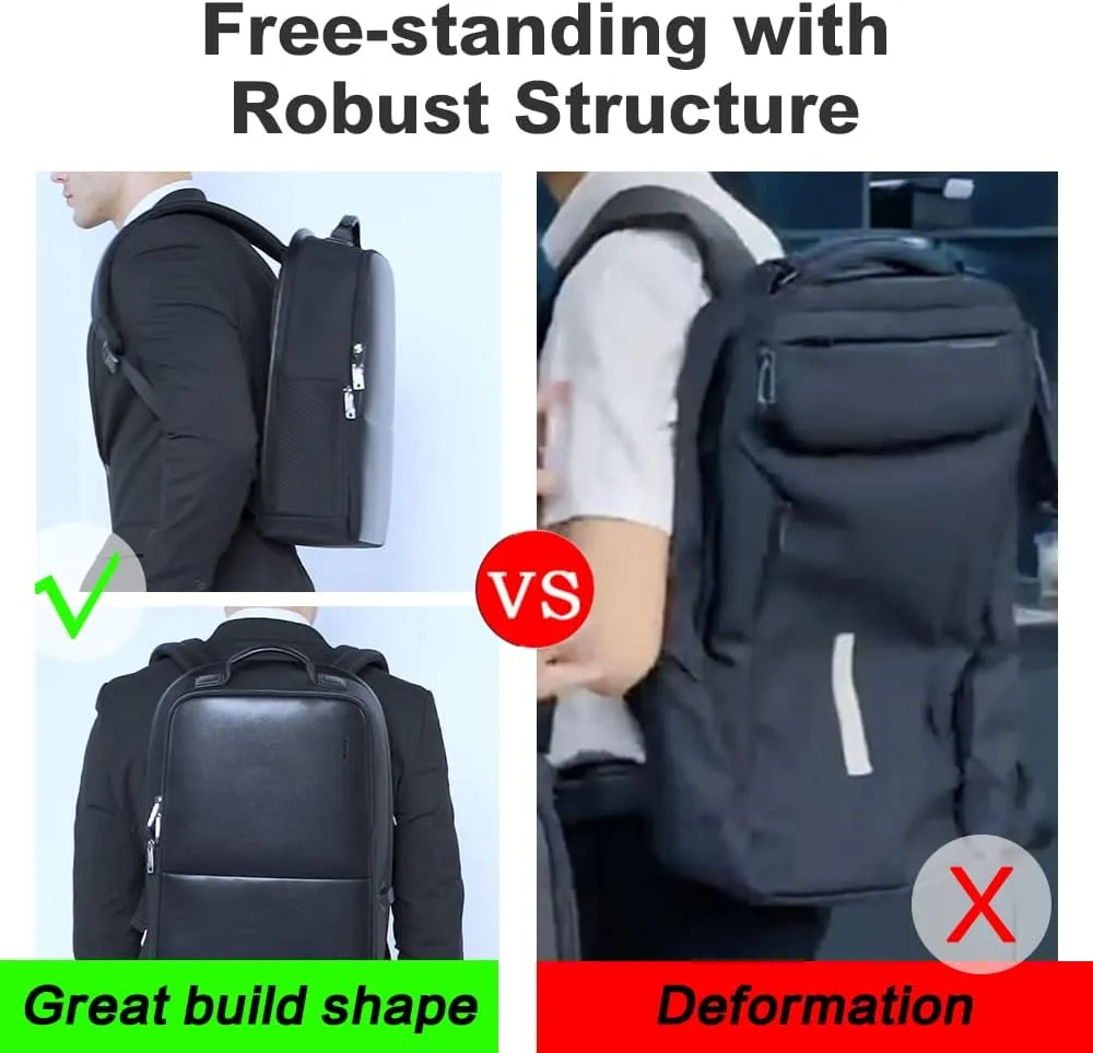 BOPAI Anti-Theft Executive Business Professional Backpack Men 15.6 Inch Laptop with Bottle Holder USB Charging Travel Work Multi Functional Office Computer Smart Rucksack Exclusive in Black Waterproof