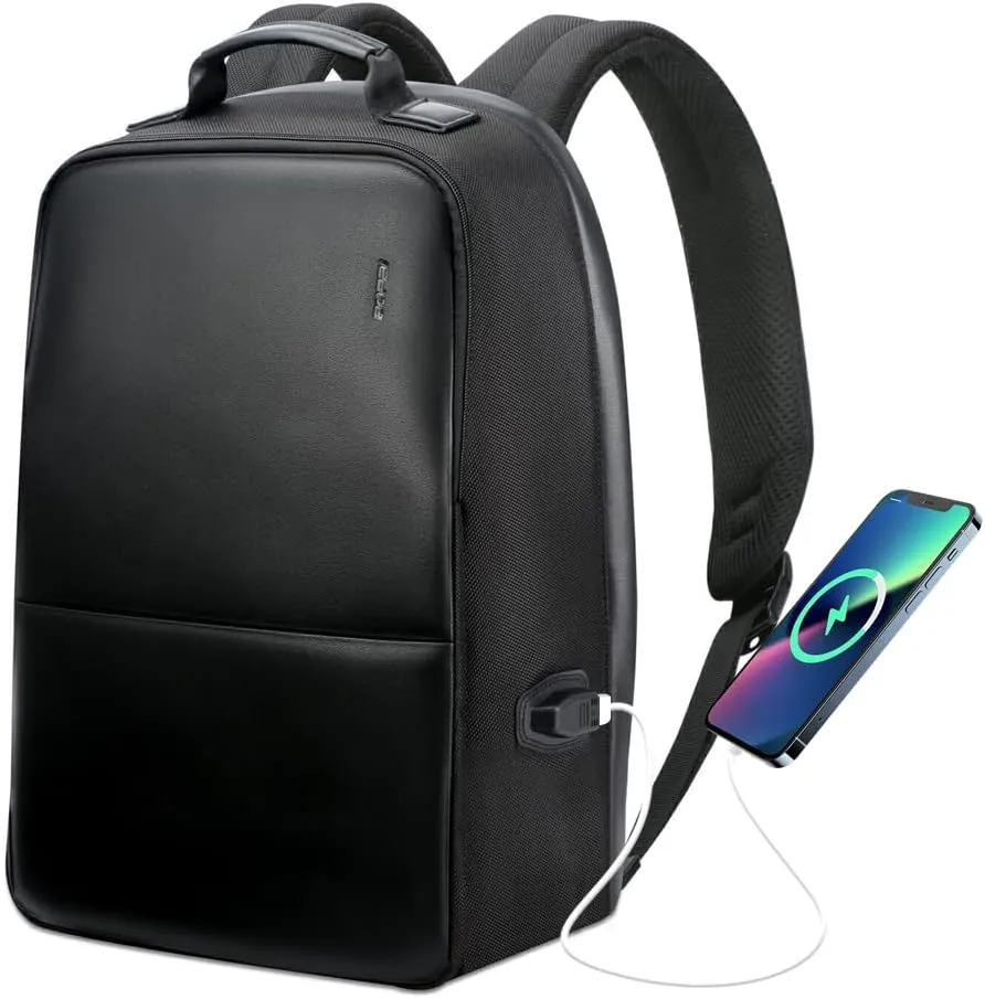 BOPAI Anti-Theft Executive Business Professional Backpack Men 15.6 Inch Laptop with Bottle Holder USB Charging Travel Work Multi Functional Office Computer Smart Rucksack Exclusive in Black Waterproof