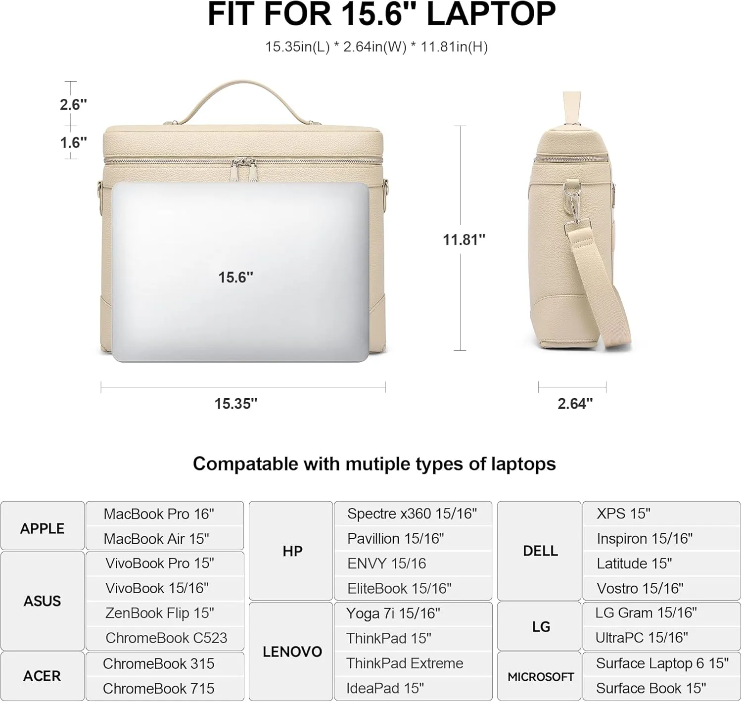 BOSTANTEN Laptop Bag for Women Work Tote Bag Leather Briefcase Messenger Bag for Bussiness Trip, Fit for MacBookPro 16 Inch