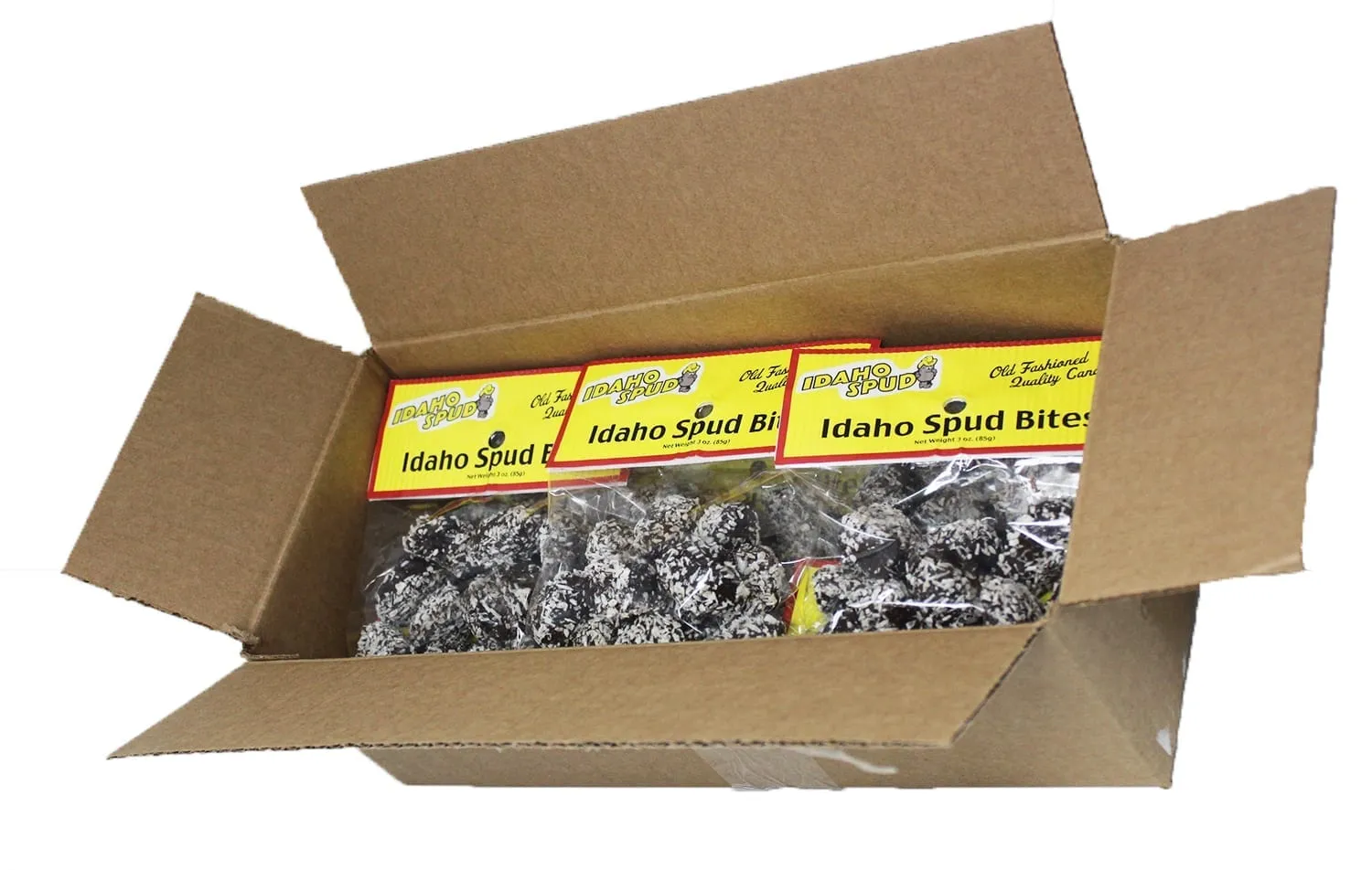 Box of Famous Idaho Spud Bites Chocolate and Marshmallow Candy Bars