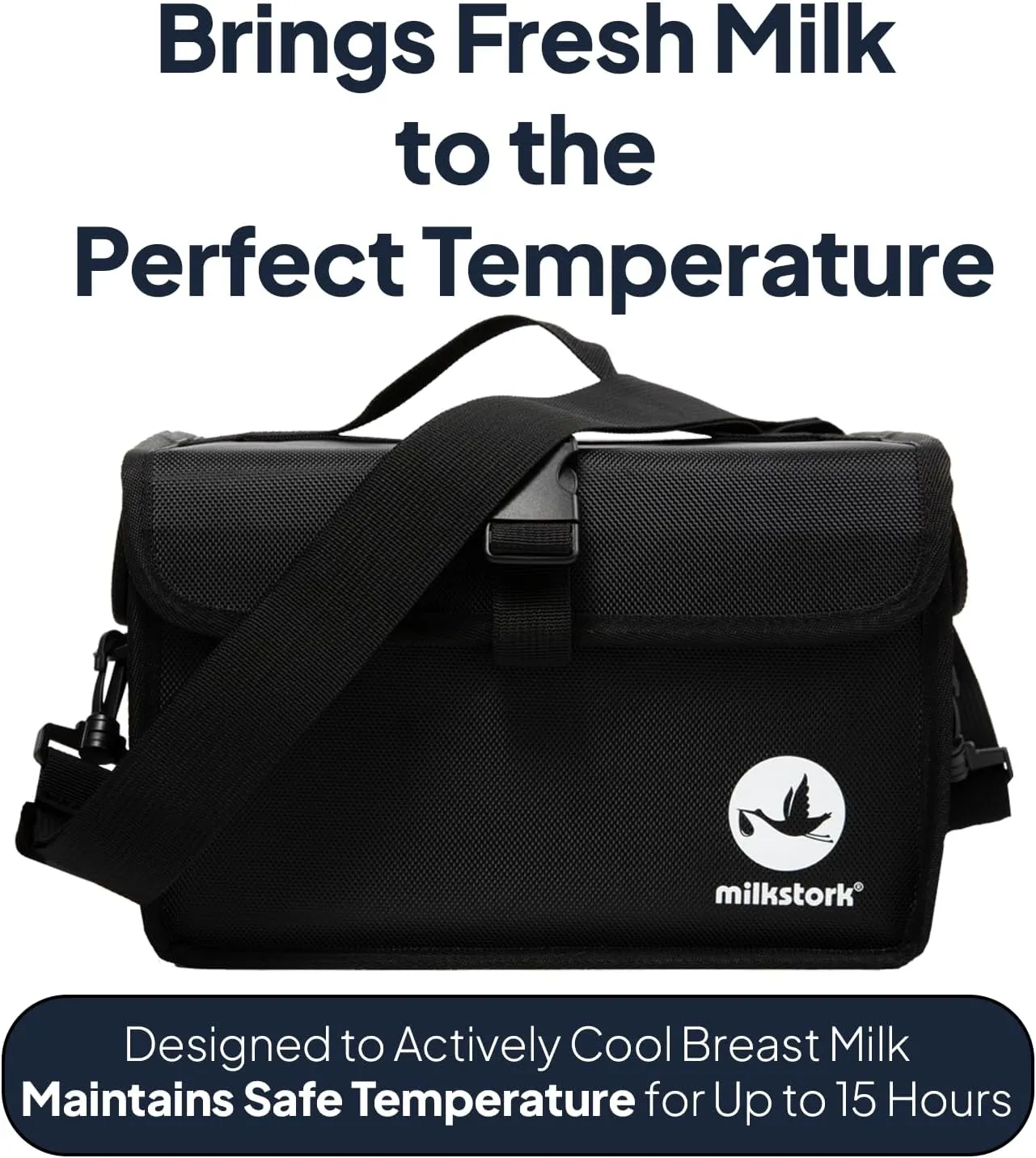 Breast Milk Cooler Travel Bag, Portable Breastmilk Cooler Bag with Ice Packs, 15 Hours of Refrigeration, Holds up to 24 Ounces, for Nursing Mom, Daycare, Work, Travel (Black)