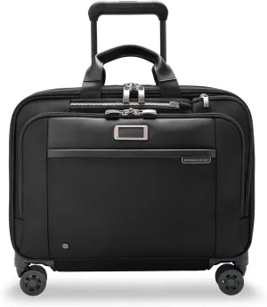 Briggs & Riley Large Spinner Briefcase - Carry On Luggage for Travel, Suitcase with Wheels, Softside Rolling Bag for Men & Women, Fits up to 17" Laptops, Interlocking Handle - @work Collection, Black