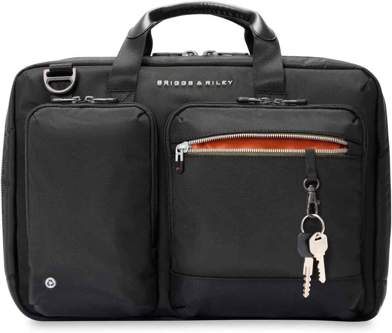 Briggs & Riley Medium Expandable Briefcase - Laptop Bag for Work & Travel, Briefs for Men & Women, Includes Shoulder Strap, Self-Repairing Zippers, Fits up to 15" Computer - HTA Collection, Black