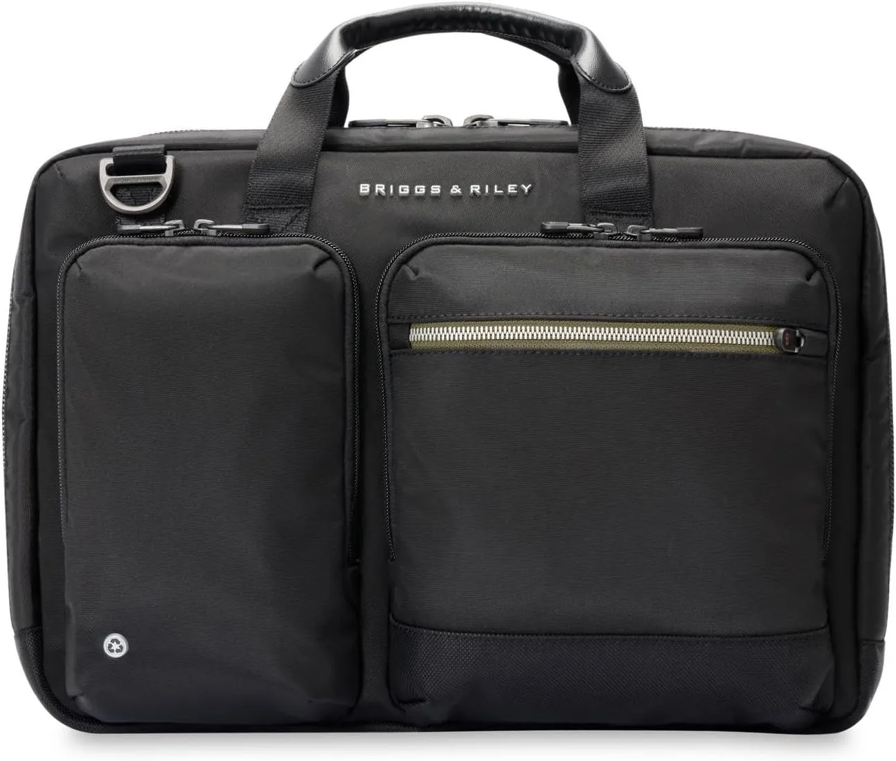 Briggs & Riley Medium Expandable Briefcase - Laptop Bag for Work & Travel, Briefs for Men & Women, Includes Shoulder Strap, Self-Repairing Zippers, Fits up to 15" Computer - HTA Collection, Black