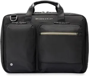 Briggs & Riley Medium Expandable Briefcase - Laptop Bag for Work & Travel, Briefs for Men & Women, Includes Shoulder Strap, Self-Repairing Zippers, Fits up to 15" Computer - HTA Collection, Black