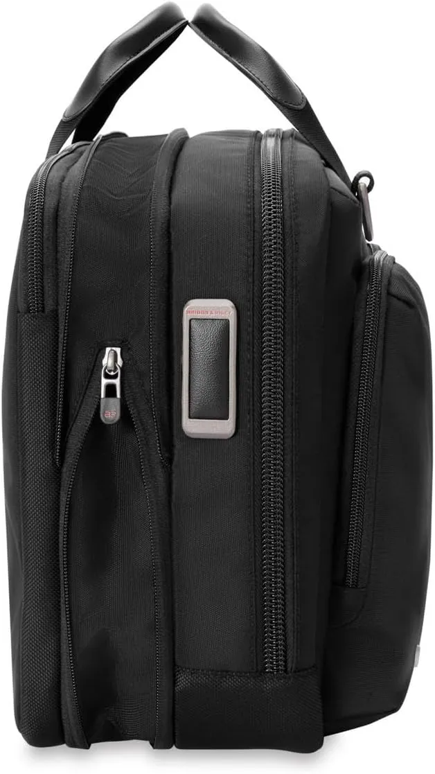 Briggs & Riley Medium Expandable Briefcase - Laptop Bag for Work & Travel, Briefs for Men & Women, Includes Shoulder Strap, Self-Repairing Zippers, Fits up to 15" Computer - HTA Collection, Black