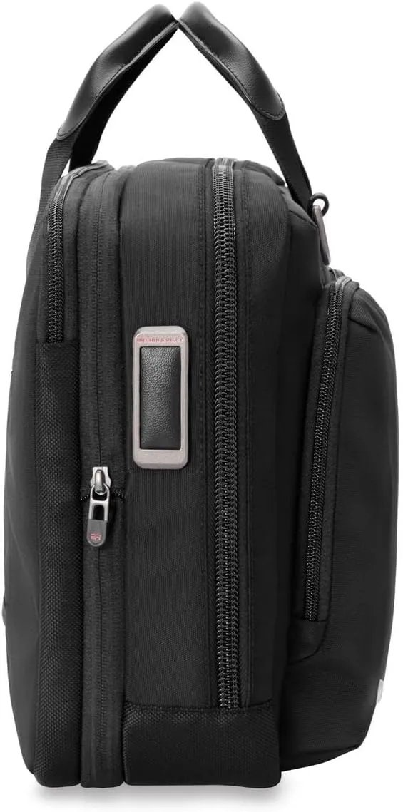Briggs & Riley Medium Expandable Briefcase - Laptop Bag for Work & Travel, Briefs for Men & Women, Includes Shoulder Strap, Self-Repairing Zippers, Fits up to 15" Computer - HTA Collection, Black