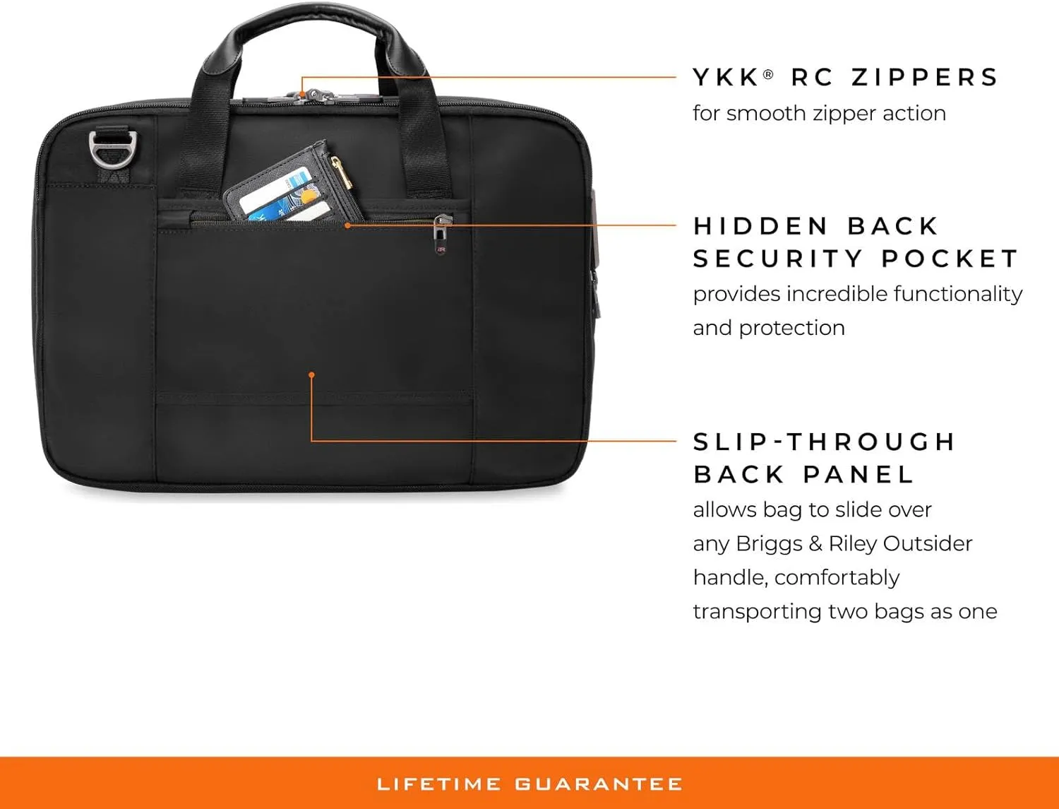 Briggs & Riley Medium Expandable Briefcase - Laptop Bag for Work & Travel, Briefs for Men & Women, Includes Shoulder Strap, Self-Repairing Zippers, Fits up to 15" Computer - HTA Collection, Black