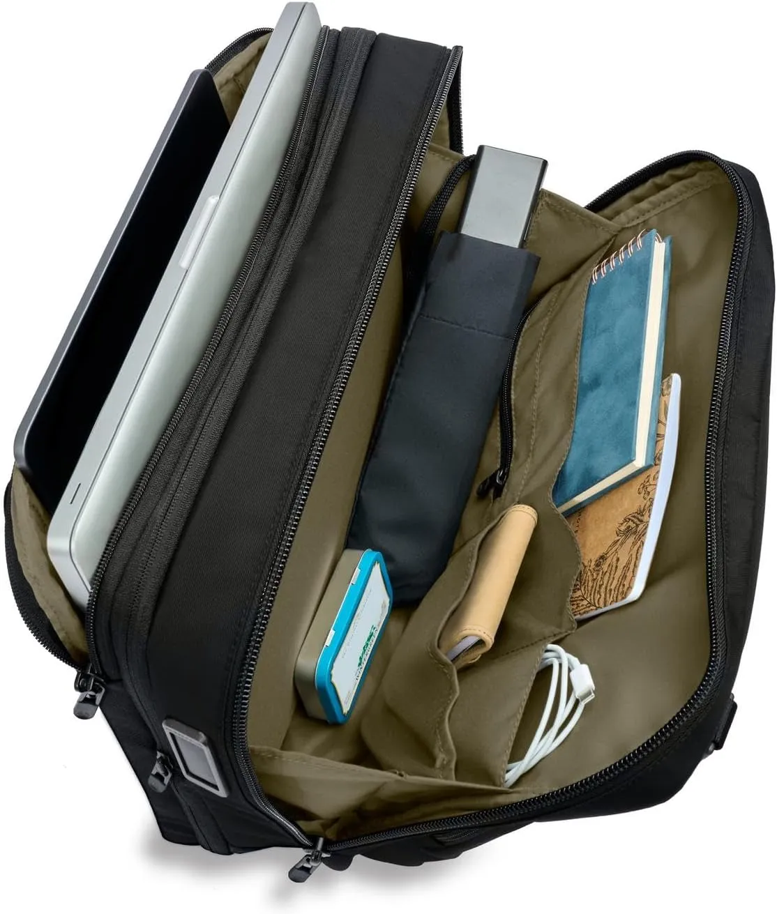 Briggs & Riley Medium Expandable Briefcase - Laptop Bag for Work & Travel, Briefs for Men & Women, Includes Shoulder Strap, Self-Repairing Zippers, Fits up to 15" Computer - HTA Collection, Black
