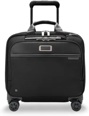 Briggs & Riley Medium Spinner Briefcase - Carry On Luggage for Travel, Suitcase with Wheels, Softside Rolling Bag for Men & Women, Fits up to 14" Laptops, Interlocking Handle - @work Collection, Black