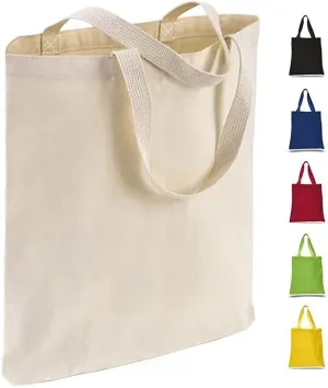 Bulk Blank Cotton Canvas Tote Bags Heavy Duty Ideal for Crafts and Promotions Wholesale Eco-Friendly Shopping Bag 15"W x 16"H