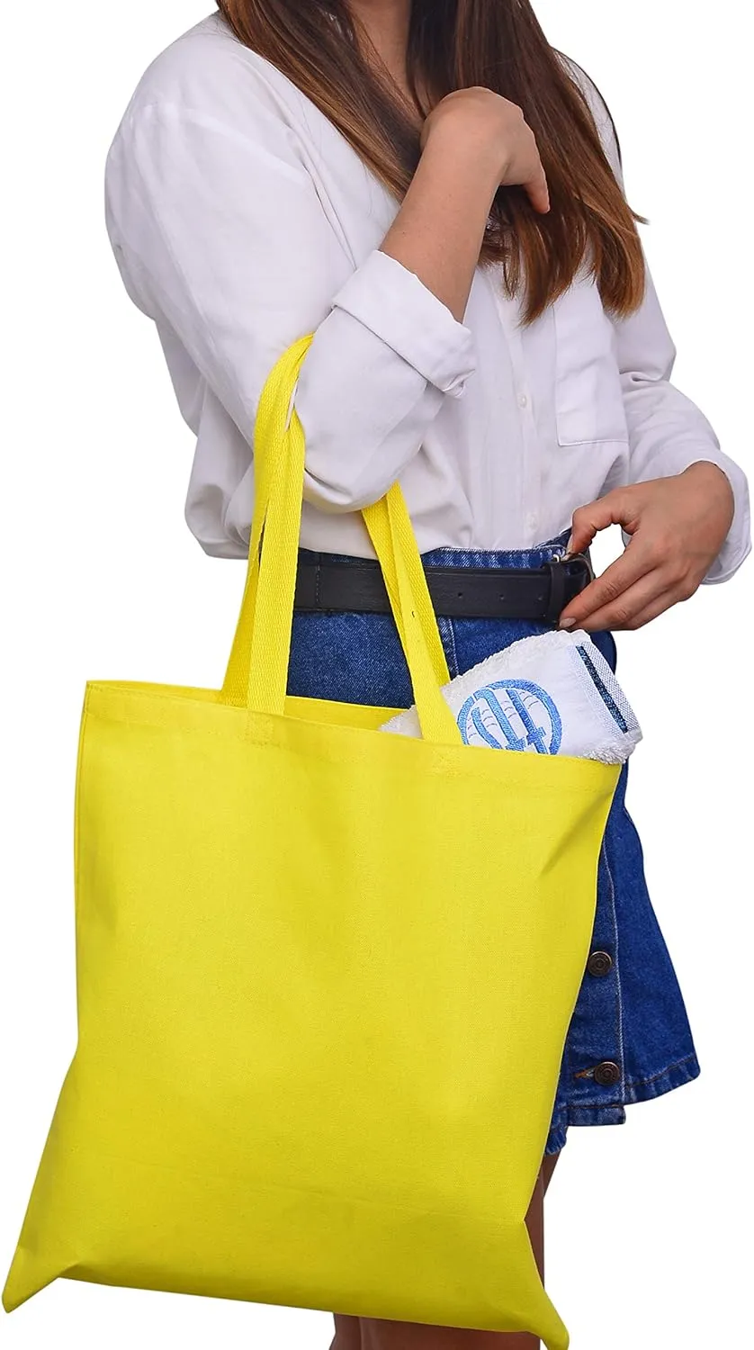 Bulk Blank Cotton Canvas Tote Bags Heavy Duty Ideal for Crafts and Promotions Wholesale Eco-Friendly Shopping Bag 15"W x 16"H