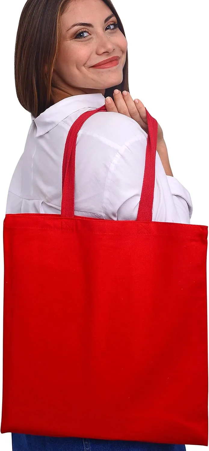 Bulk Blank Cotton Canvas Tote Bags Heavy Duty Ideal for Crafts and Promotions Wholesale Eco-Friendly Shopping Bag 15"W x 16"H