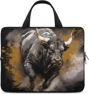 Bull Painting Bullfight Laptop Bag Durable Waterproof Notebook Carrying Case Computer Bag Briefcase