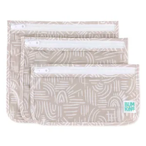 Bumkins Travel Bag, Toiletry, Baby, TSA Approved Pouch, Zip Bag, Quart Size Airline Compliant, Clear-Sided, Diaper Bag Organization, Makeup, Accessories, Set of 3 Sizes, Desert Boho