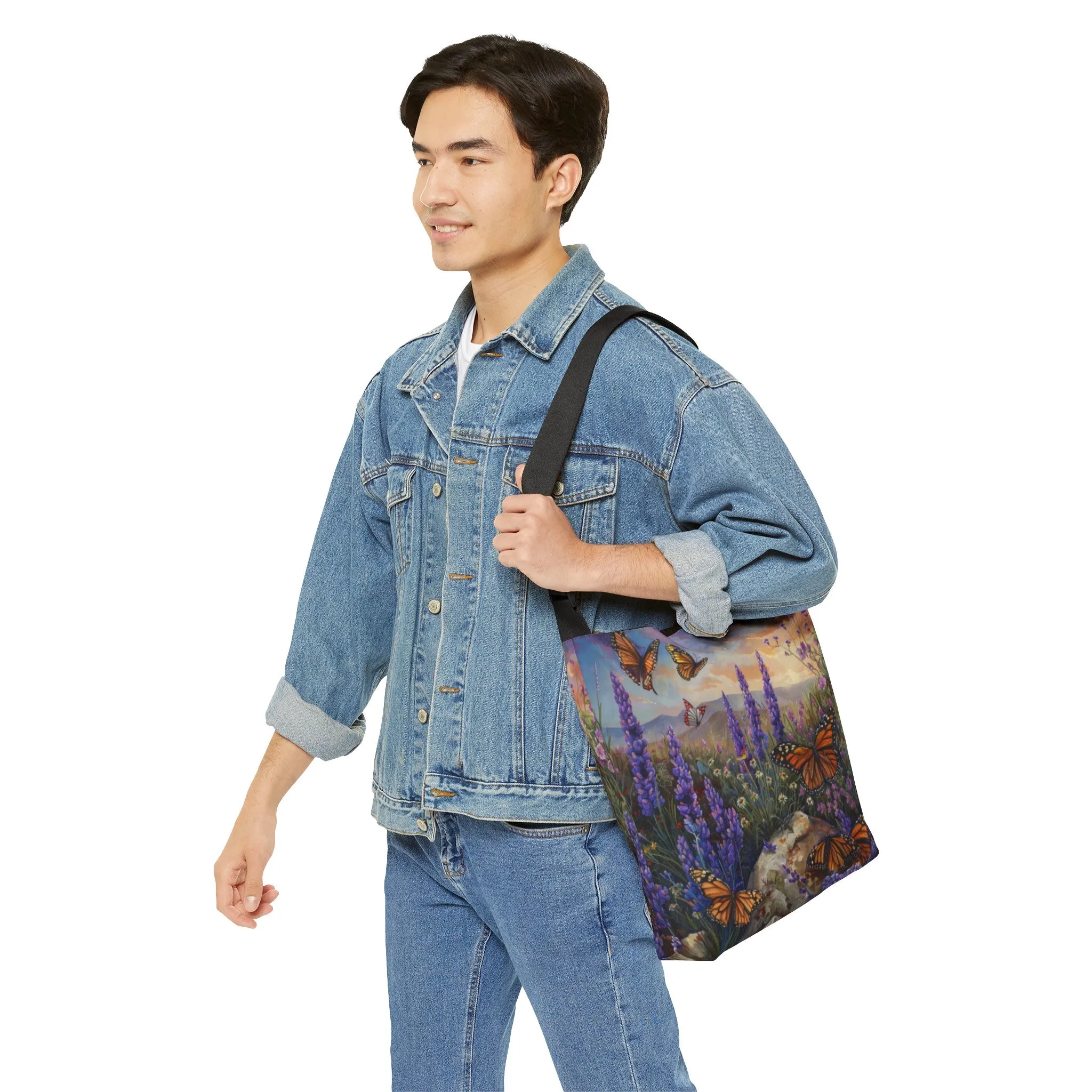 Butterfly Flowers 1 Adjustable Tote Bag