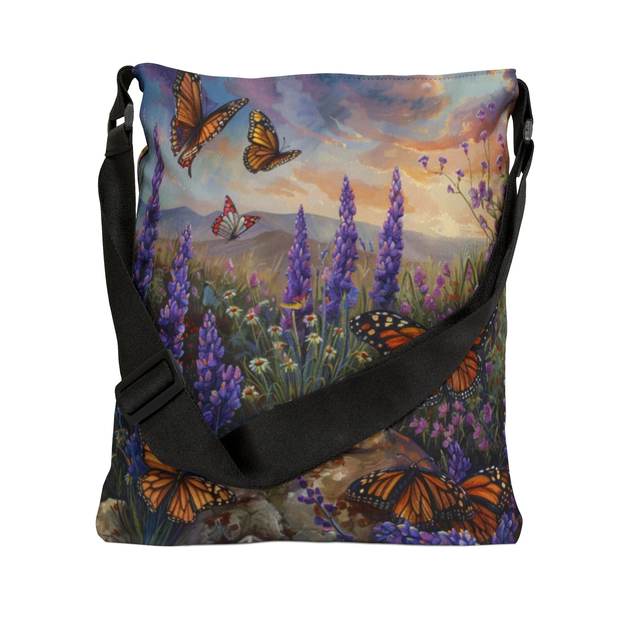Butterfly Flowers 1 Adjustable Tote Bag