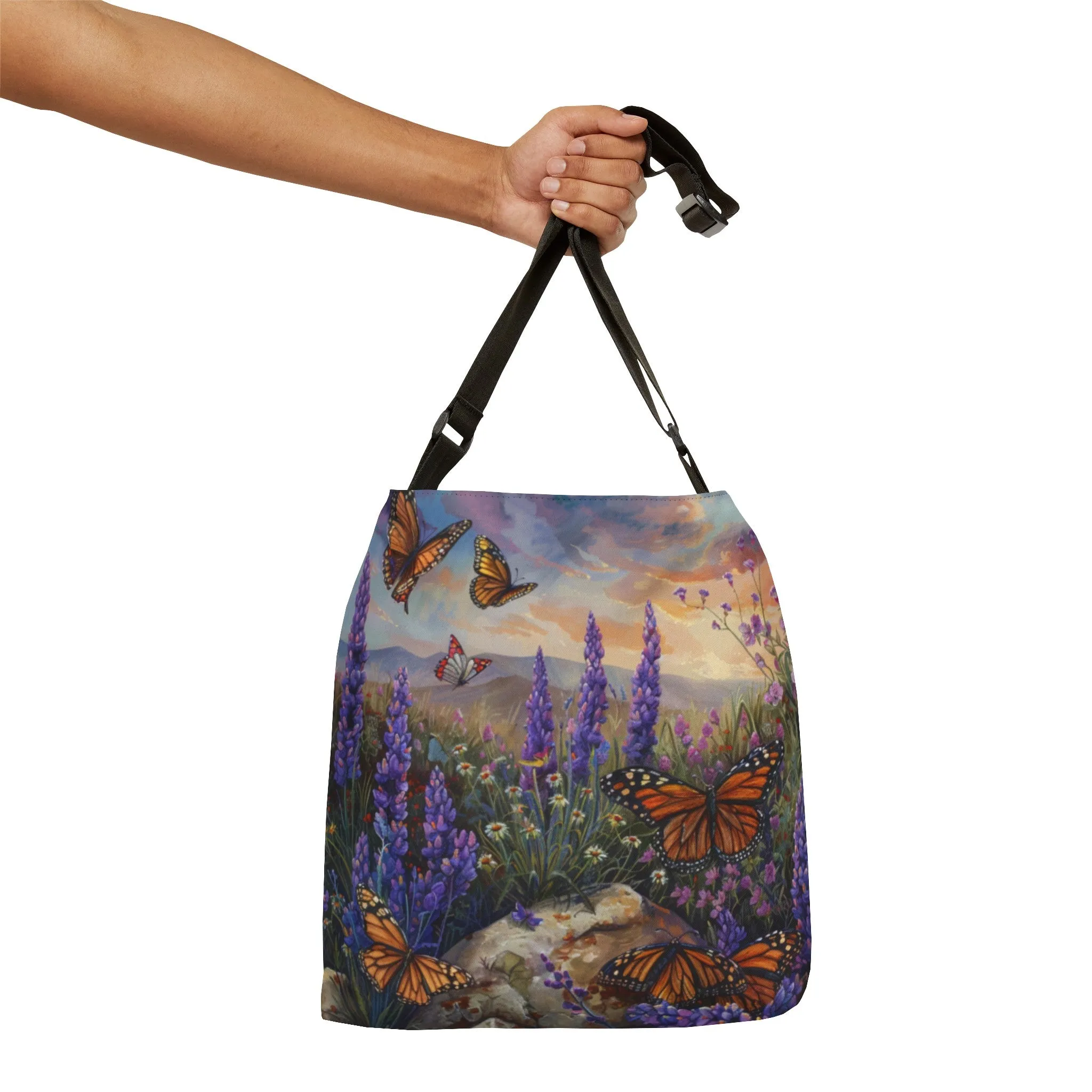 Butterfly Flowers 1 Adjustable Tote Bag