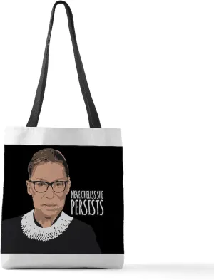 CafePress Nevertheless She Persists Ginsb Polyester Tote Bag 16"x16"
