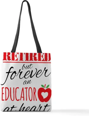 CafePress Retired Educator At Heart Polyester Tote Bag 16"x16"
