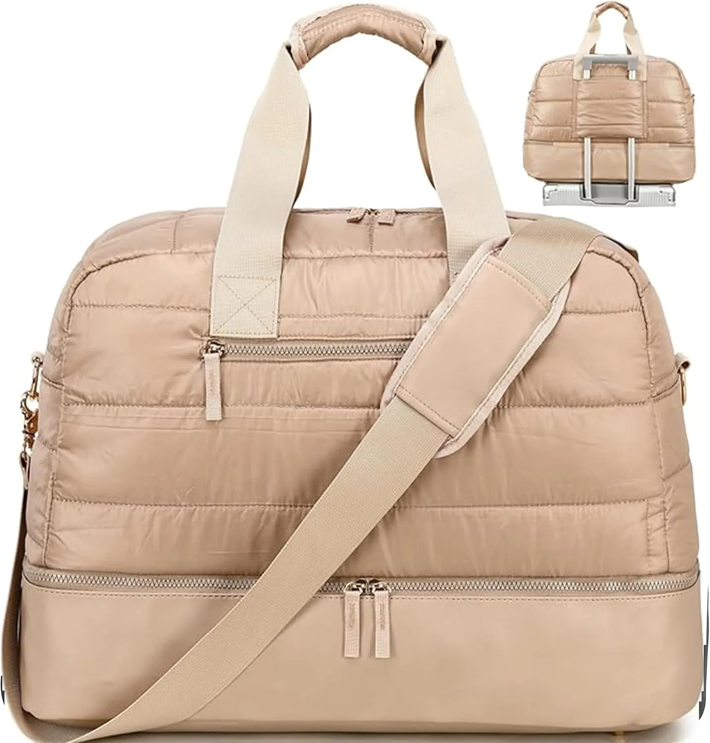 CAMTOP Travel Weekender Bags for Women with Shoe Compartment Quilted Puffer Tote Bag Carry on Duffle Bag for Overnight Bag