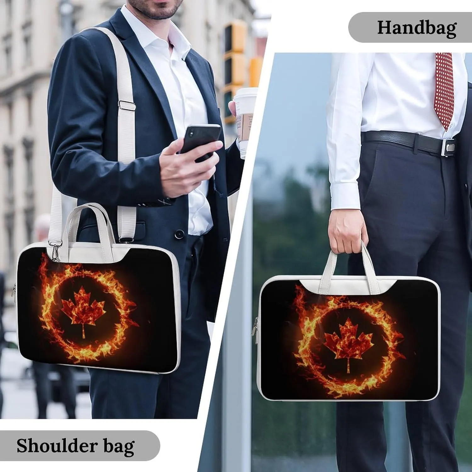 Canada Flag Canadian Flame Flag Laptop Tote Bag Waterproof Computer Carrying Case Business Office Briefcase