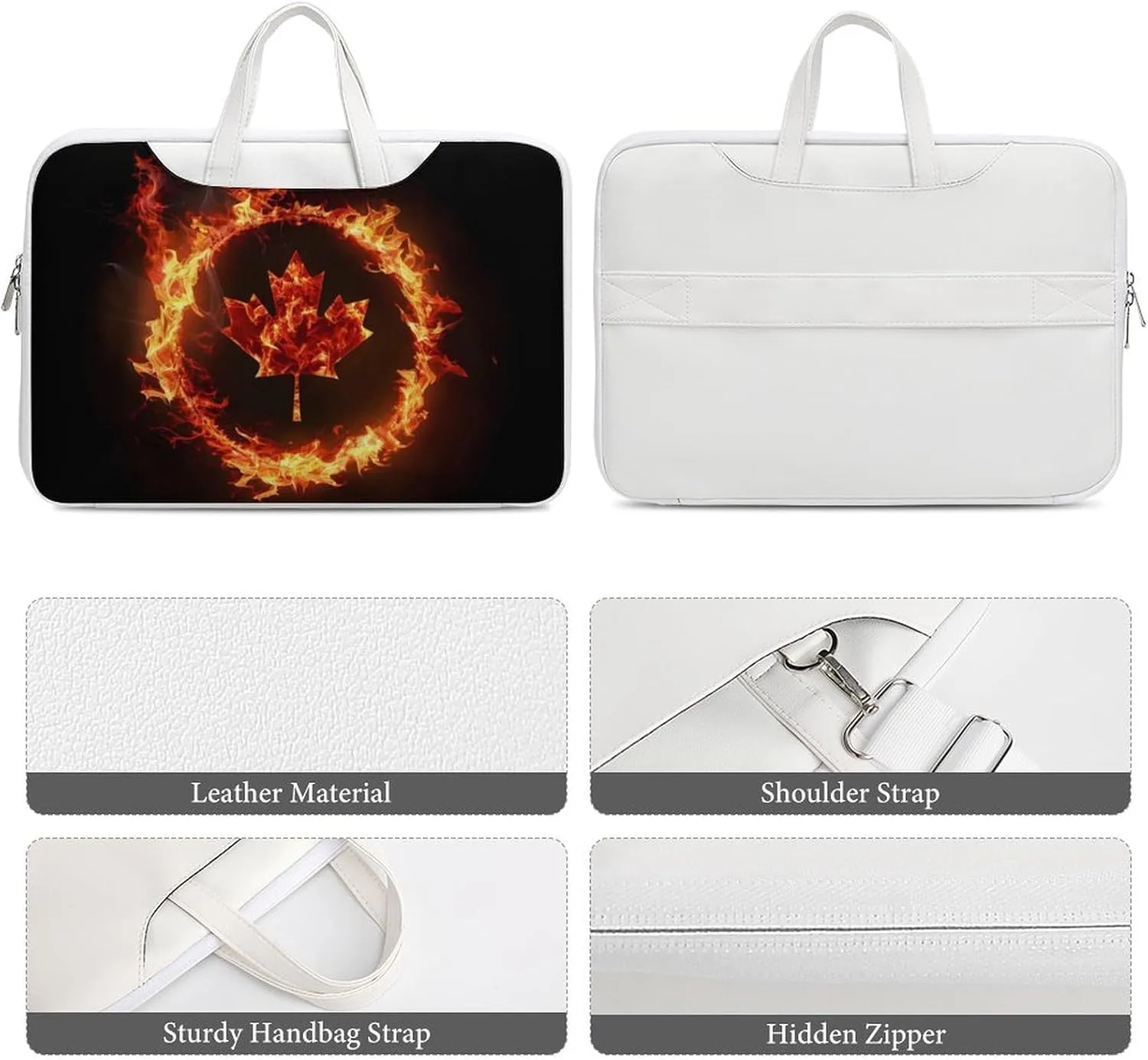 Canada Flag Canadian Flame Flag Laptop Tote Bag Waterproof Computer Carrying Case Business Office Briefcase