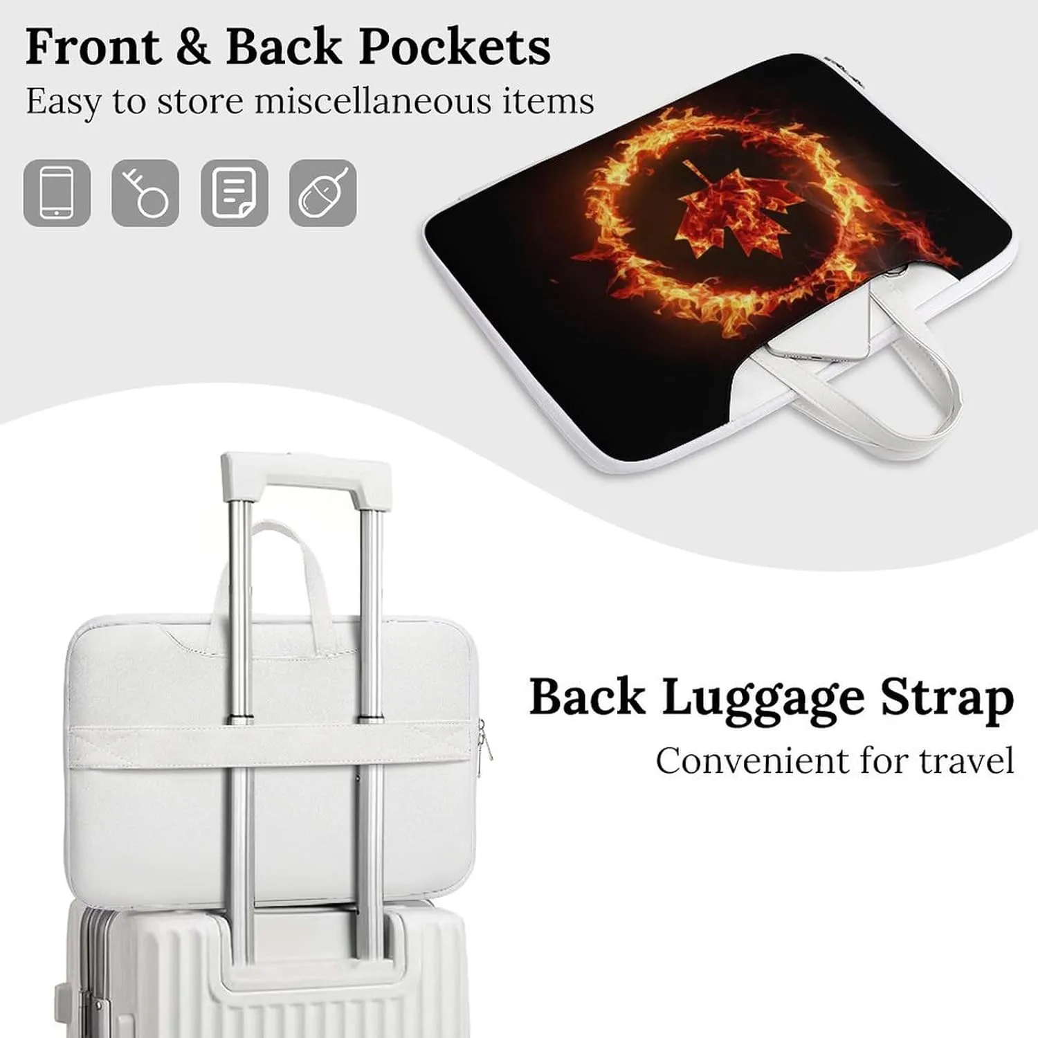 Canada Flag Canadian Flame Flag Laptop Tote Bag Waterproof Computer Carrying Case Business Office Briefcase