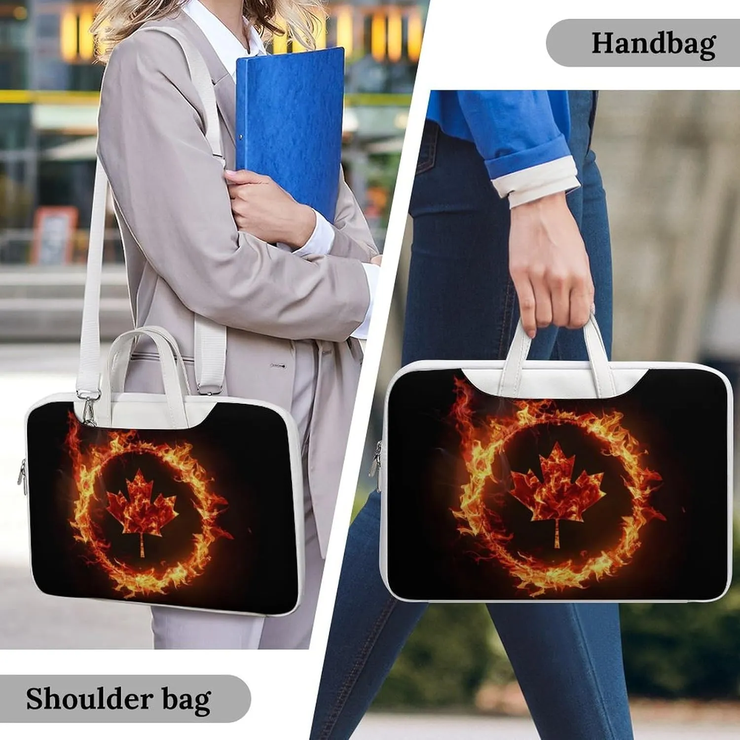 Canada Flag Canadian Flame Flag Laptop Tote Bag Waterproof Computer Carrying Case Business Office Briefcase